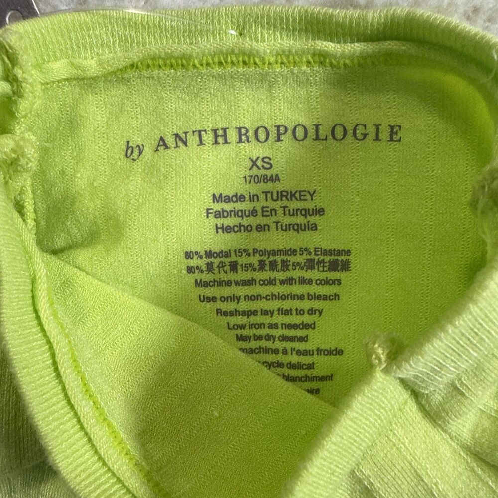 Anthropologie NWT Whitley Mock Neck Top XS Lime Green Modal Stretch $48 Retail - Picture 4 of 10